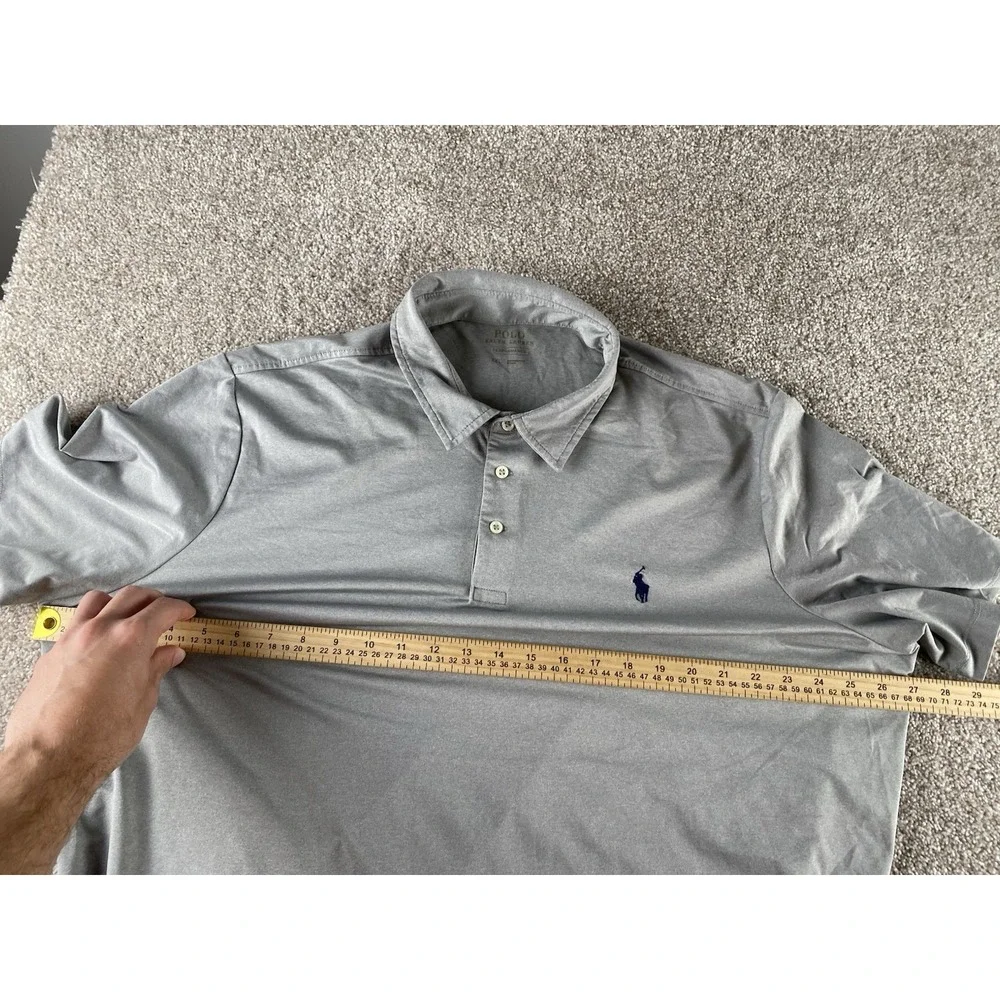 Polo Ralph Lauren Gray Performance Polo Soft Touch Mens XXL Black Pony Preppy